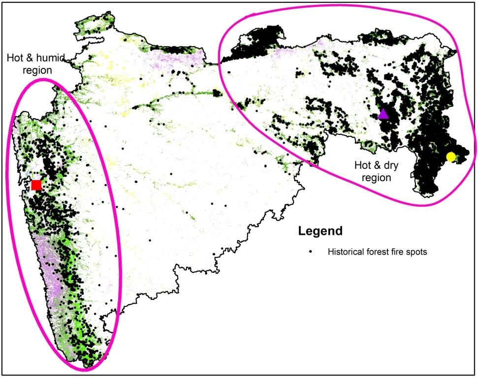 Historical trends of forest fire in two climatic conditions (hot and humid; and hot and dry)