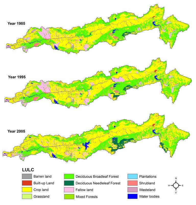 Land use pattern in the years 1985-1995-2005